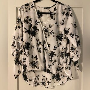 WEST KEI Tie Sleeve High Low Blouse